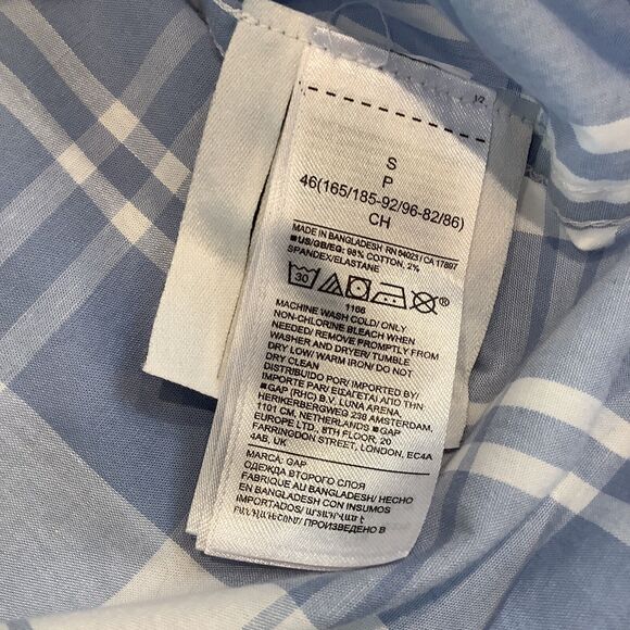 Gap The Big Shirt Mens Small Plaid Shirt Blue White Long Sleeve Button Up Casual - Picture 13 of 13